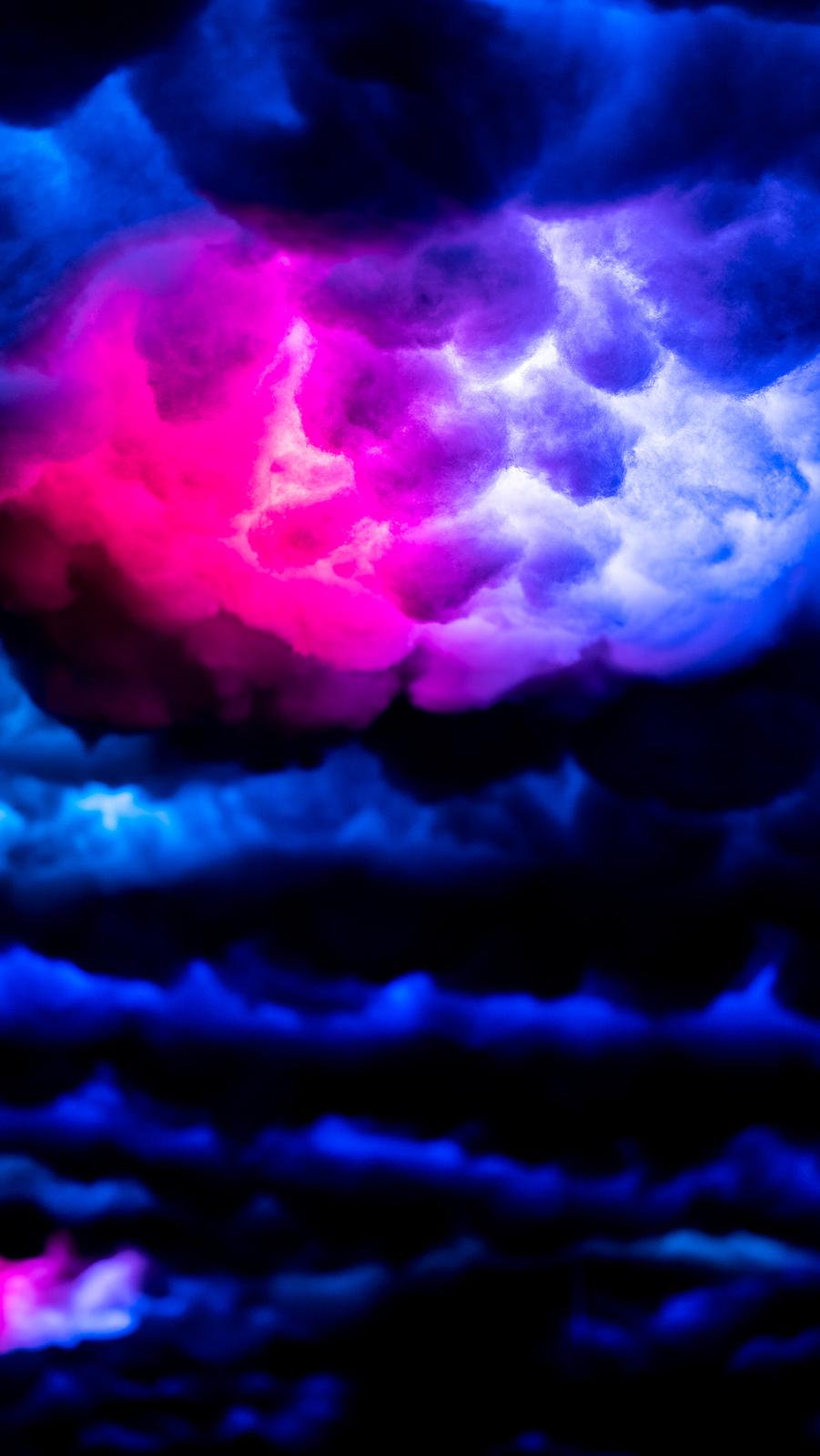 Colorful cloud light installation at Interactive Museum Berlin