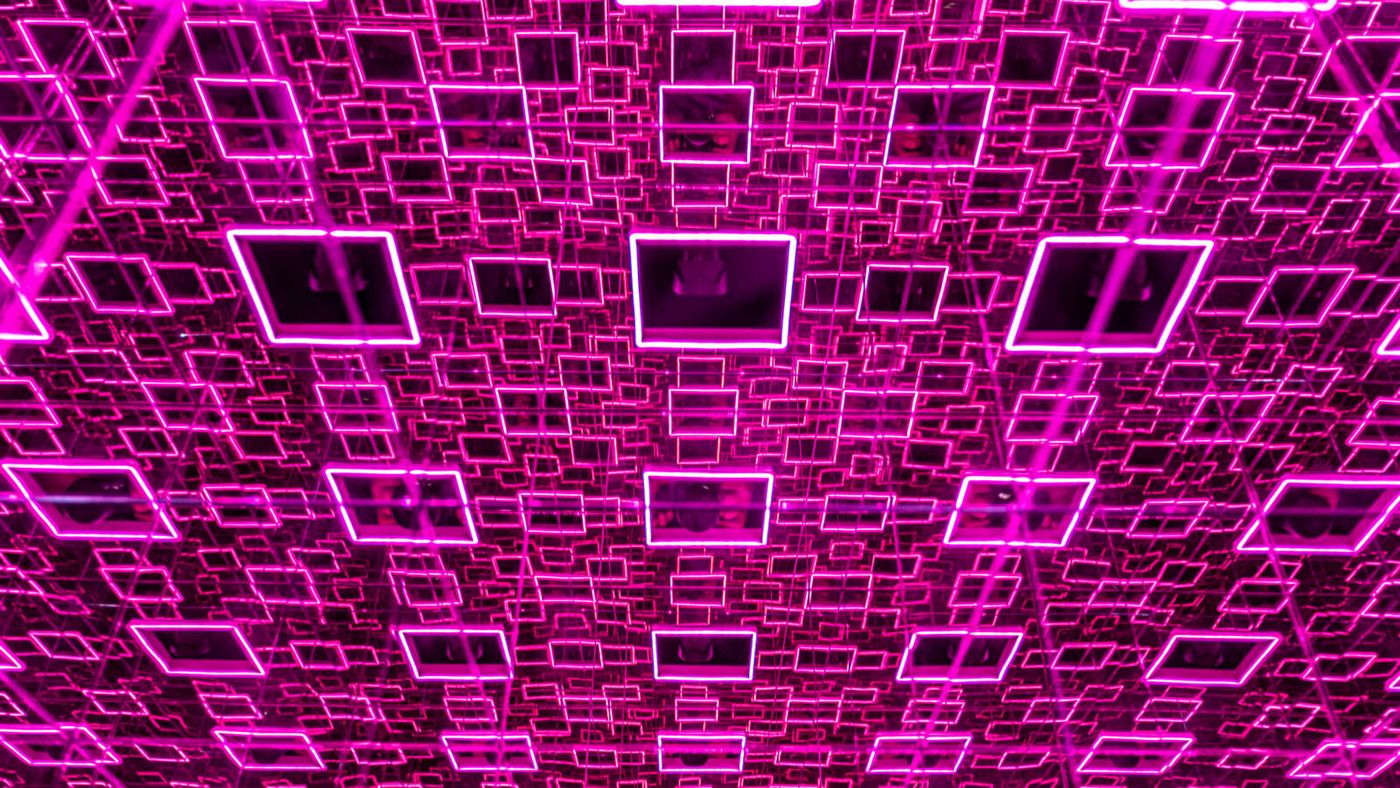 Neon mirror room at Interactive Museum Berlin